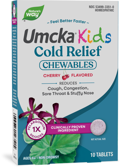 <{%PRIMARY_12351%}>Nature's Way® | Umcka Kids Cold Relief Chewables, 10 chewables, Cherry