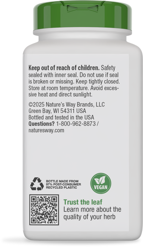 Nature's Way® | Wild Yam Root - back of pack Sku:15350