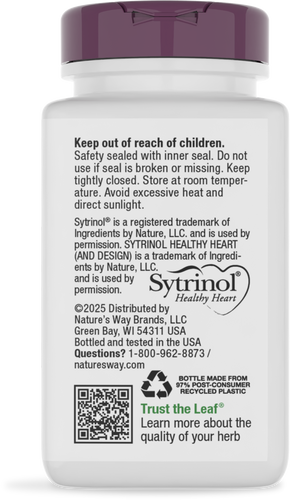 Nature's Way® | Sytrinol - back of pack Sku:15570