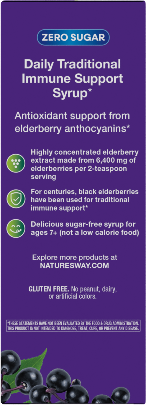<{%MAIN12_15331%}>Nature's Way® | Sambucus Zero Sugar Traditional Immune Syrup - left side of pack