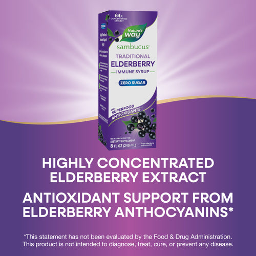 Nature's Way® | Sambucus Zero Sugar Traditional Elderberry Immune Syrup Sku:15331