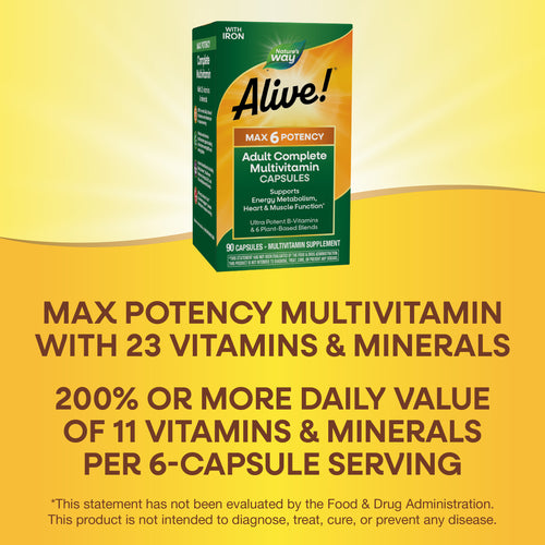 Nature's Way® | Alive! Max6 Potency Adult Complete Multivitamin Sku:15090