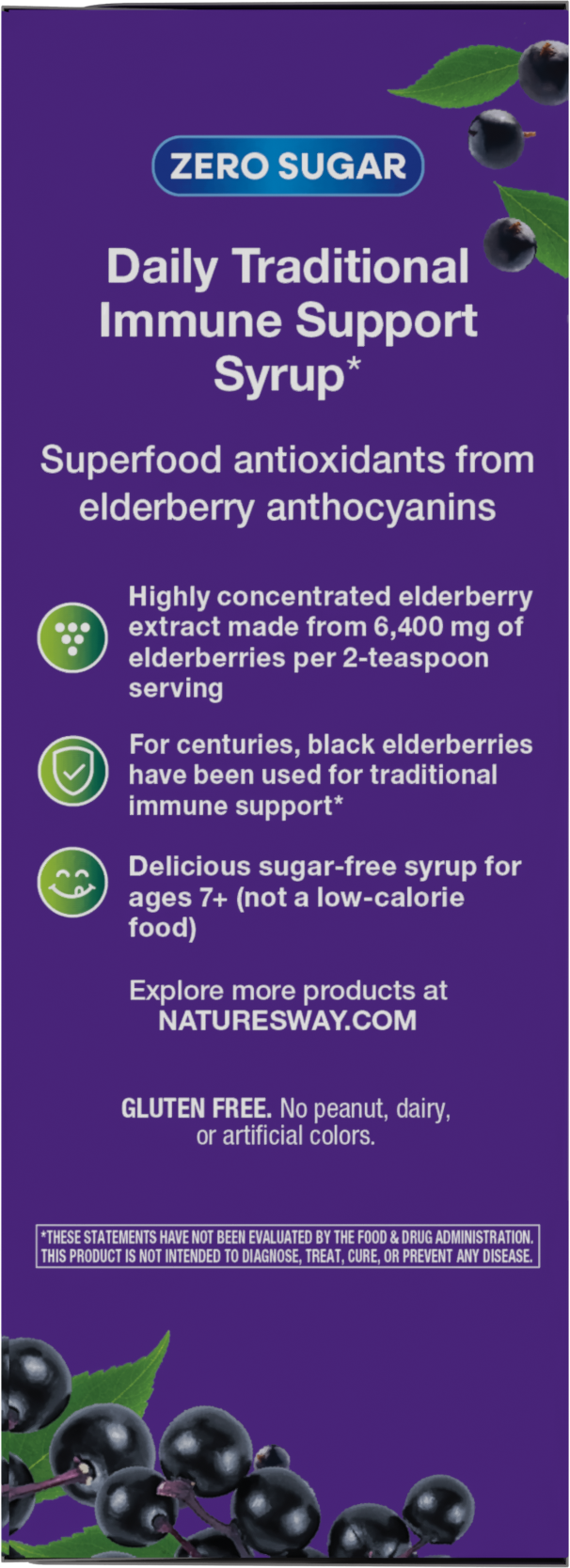 <{%MAIN12_15331%}>Nature's Way® | Sambucus Zero Sugar Traditional Elderberry Immune Syrup - left side of pack
