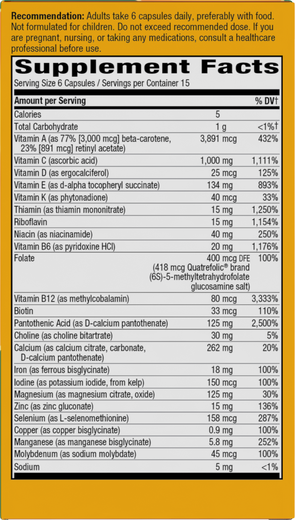 <{%MAIN2_15090%}>Nature's Way® | Alive! Max6 Potency Adult Complete Multivitamin - right side of pack
