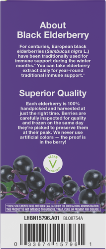 Nature's Way® | Sambucus Traditional Elderberry Immune Syrup - back of pack Sku:15796