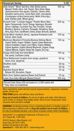 Nature's Way® | Alive! Max6 Potency Adult Complete Multivitamin - back of pack Sku:15090