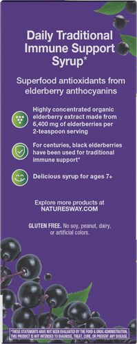 Nature's Way® | Sambucus Traditional Elderberry Immune Syrup - left side of pack Sku:15796
