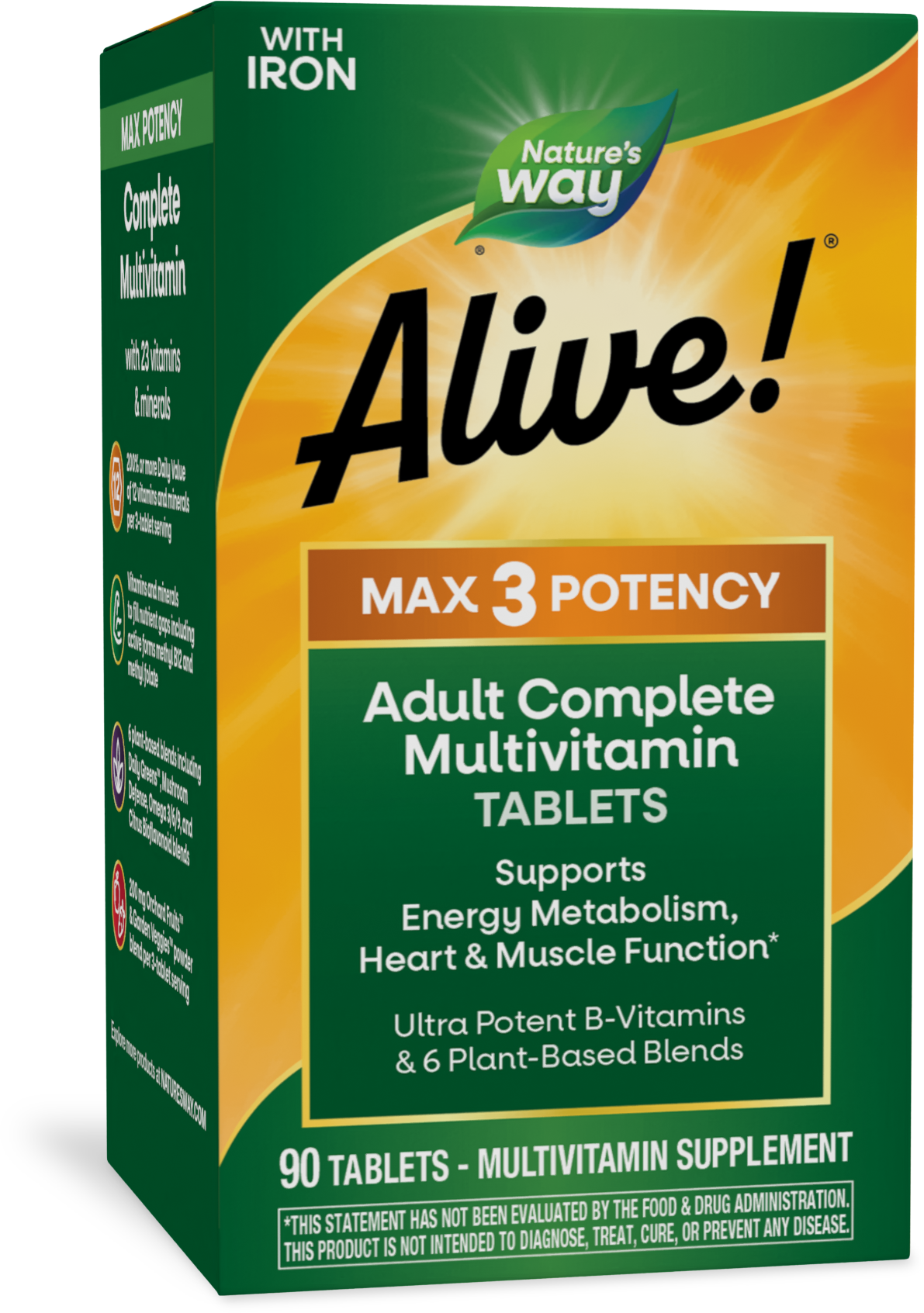<{%PRIMARY_14927%}>Nature's Way® | Alive! Max3 Potency Adult Complete Multivitamin, 90 tablets