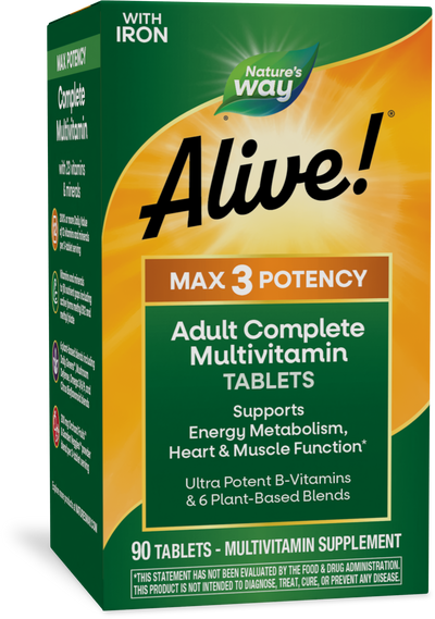 <{%PRIMARY_14927%}>Nature's Way® | Alive! Max3 Potency Adult Complete Multivitamin, 90 tablets