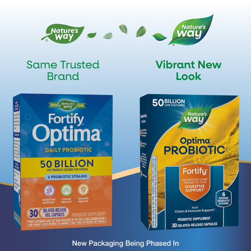 Nature's Way® | Fortify Optima 50 Billion Probiotic - package updates old to new Sku:10337