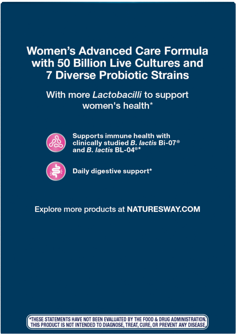 <{%MAIN3_10336%}>Nature's Way® | Fortify Optima Women's 50 Billion Probiotic - back of pack