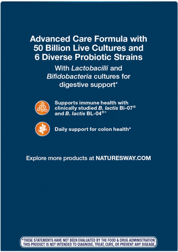 Nature's Way® | Fortify Optima 50 Billion Probiotic - back of pack Sku:10337