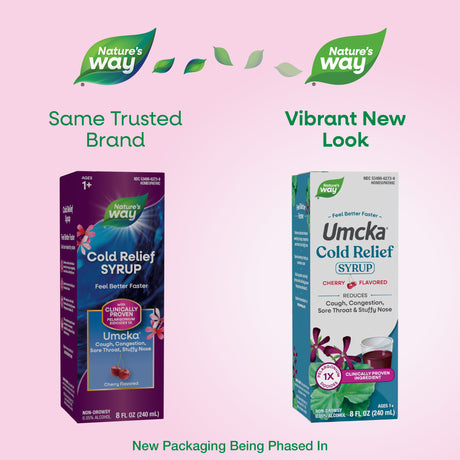 <{%MAIN9_15793%}>Nature's Way® | Umcka Cold Relief Syrup - package updates old to new