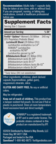 Nature's Way® | Fortify Optima Women's 50 Billion Probiotic - right side of pack Sku:10336