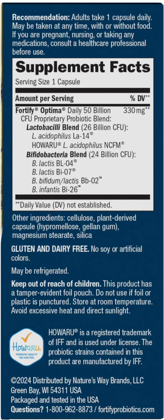 <{%MAIN2_10337%}>Nature's Way® | Fortify Optima 50 Billion Probiotic - right side of pack