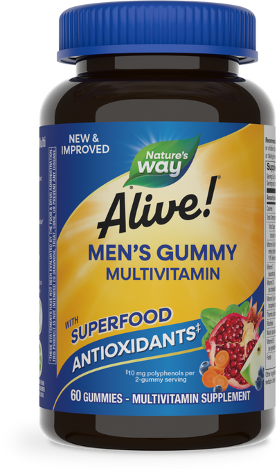 <{%PRIMARY_15900%}>Nature's Way® | Alive! Men's Gummy Multivitamin, 60 gummies, Fruit