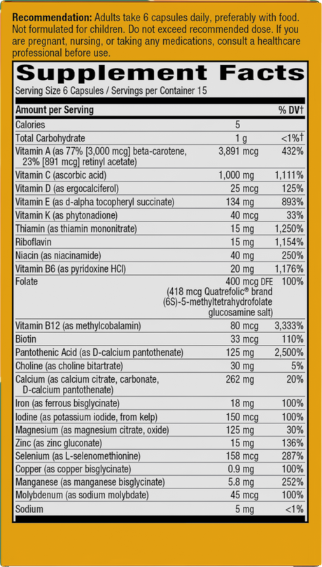 <{%MAIN2_15090%}>Nature's Way® | Alive! Max6 Potency Adult Complete Multivitamin - right side of pack