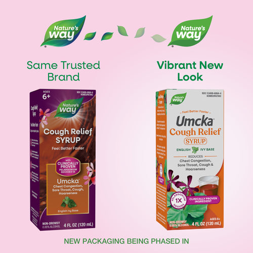 Nature's Way® | Umcka Cough Relief Syrup - package updates old to new Sku:15864