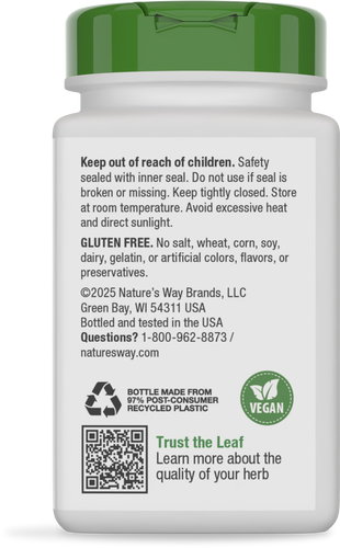 Nature's Way® | Ginger Root - back of pack Sku:13100