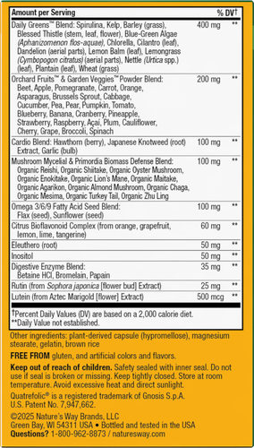 Nature's Way® | Alive! Max6 Potency Adult Complete Multivitamin-No Added Iron - back of pack Sku:15092