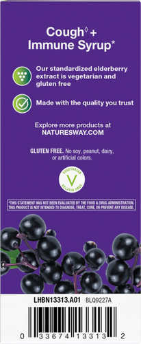 Nature's Way® | Sambucus Cough + Immune Elderberry Syrup - back of pack Sku:13313