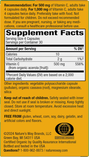 Nature's Way® | Alive! Vitamin C - right side of pack Sku:15142