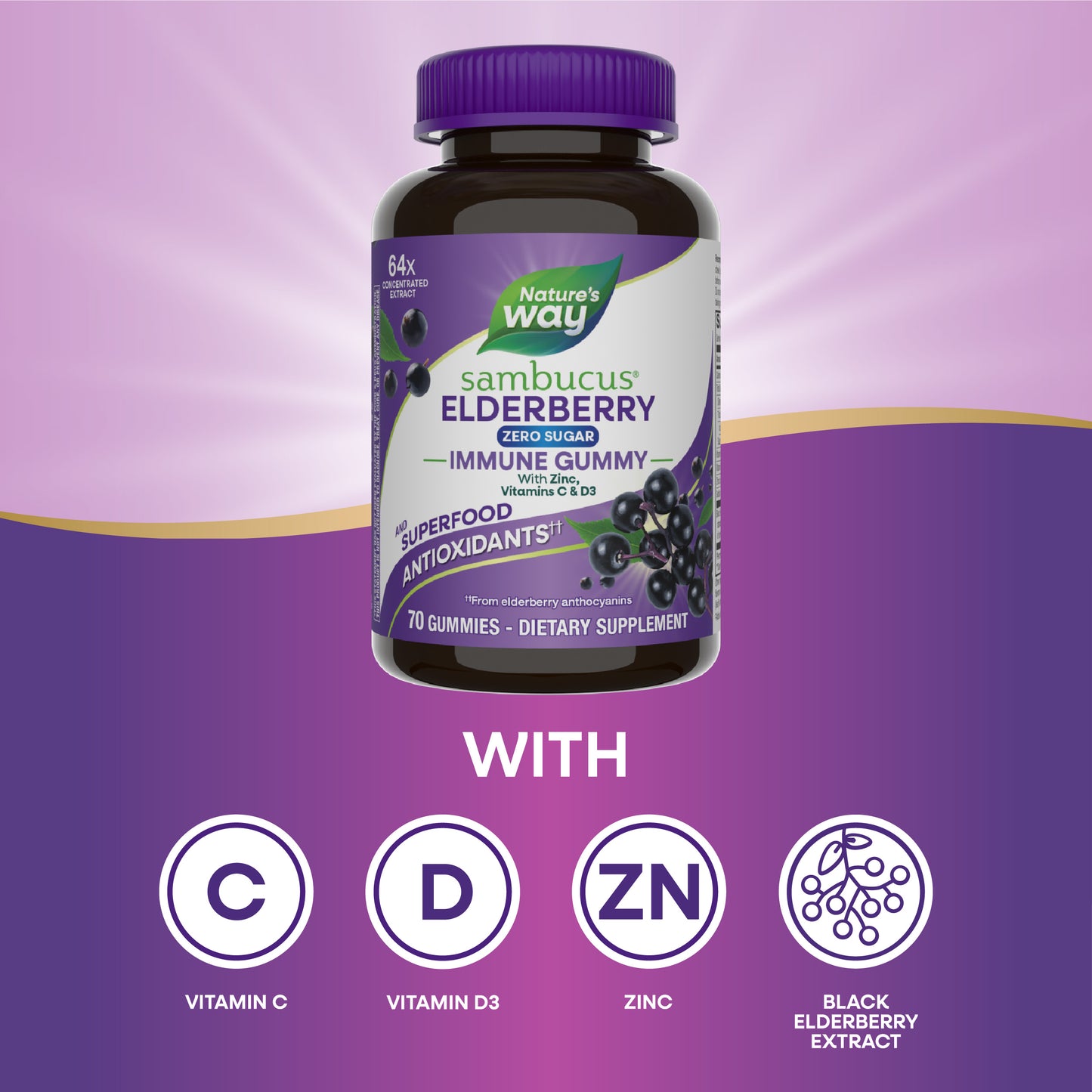 <{%MAIN12_14617%}>Nature's Way® | Sambucus Elderberry Zero Sugar Immune Gummy