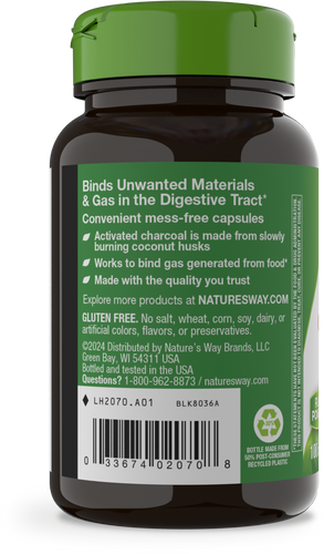 Nature's Way® | Activated Charcoal - left side of pack Sku:2070