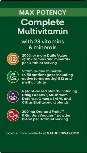 Nature's Way® | Alive! Max3 Potency Adult Complete Multivitamin - left side of pack Sku:14927