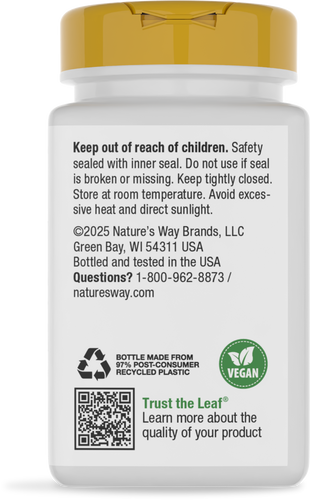 Nature's Way® | L-Theanine - back of pack Sku:09550