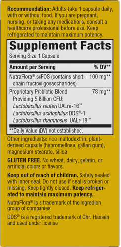 Nature's Way® | Primadophilus Reuteri Probiotics - right side of pack Sku:15024
