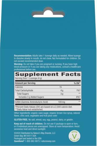 Nature's Way® | Calm Drops Lozenges - back of pack Sku:14970