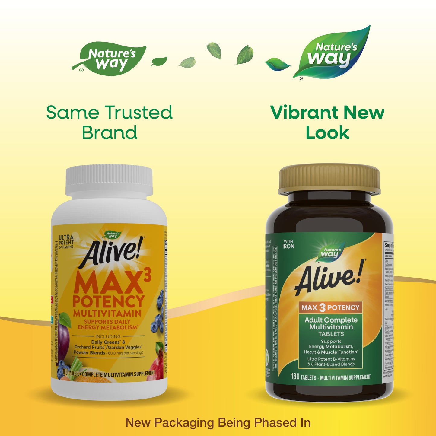 <{%MAIN9_14928%}>Nature's Way® | Alive! Max3 Potency Adult Complete Multivitamin - package updates old to new