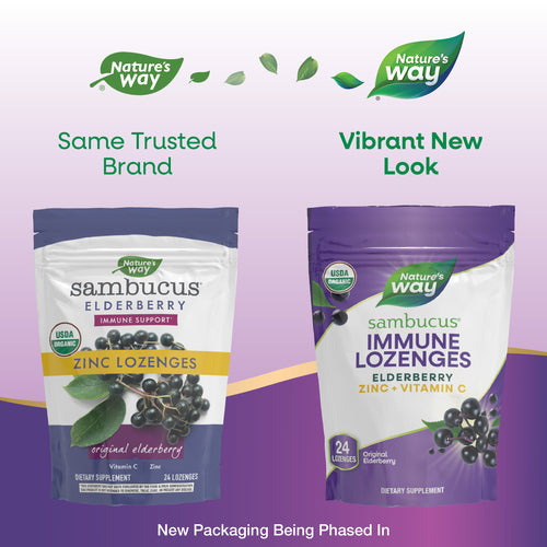 Nature's Way® | Sambucus Immune Lozenges - package updates old to new Sku:10220