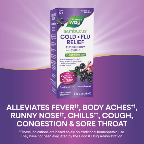 Nature's Way® | Sambucus Cold+Flu Relief Elderberry Syrup Sku:15136