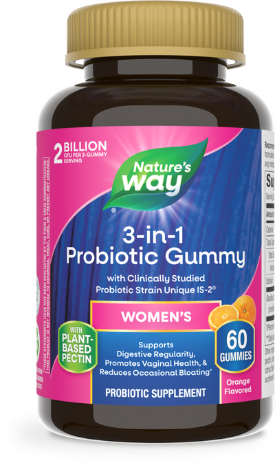 <{%PRIMARY_14721%}>Nature's Way® | 3-in-1 Probiotic Women's Gummy, 60 gummies, Orange
