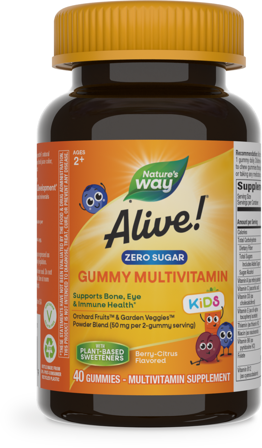 <{%PRIMARY_15000%}>Nature's Way® | Alive! Zero Sugar Gummy Multivitamin for Kids, 40 gummies, Berry-Citrus