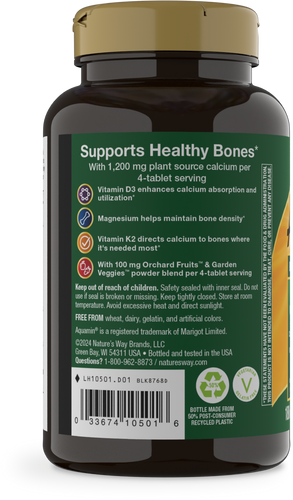 Nature's Way® | Alive! Calcium Bone Support - left side of pack Sku:10501