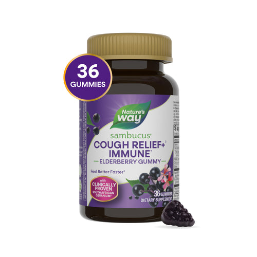 Nature's Way® | Sambucus Cough Relief + Immune Elderberry Gummy Sku:13610