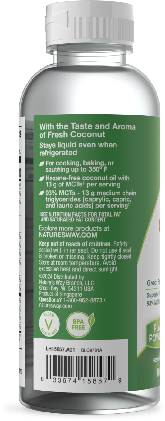 <{%MAIN3_15857%}>Nature's Way® | Liquid Coconut Oil - left side of pack