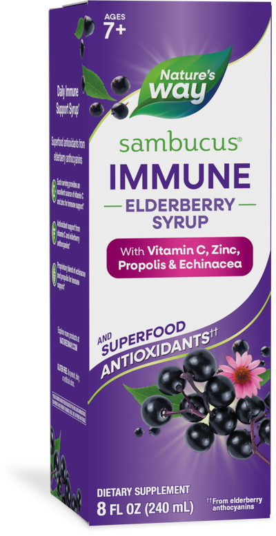 <{%PRIMARY_15333%}>Nature's Way® | Sambucus Immune Elderberry Syrup, 8 fl oz (240 ml), Elderberry