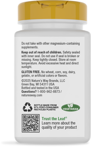 Nature's Way® | Magnesium Complex - back of pack Sku:41051