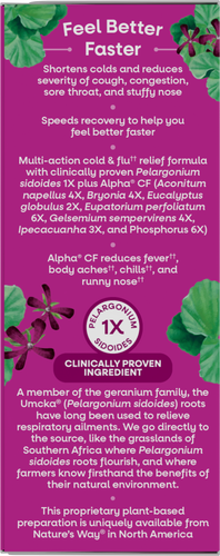 Nature's Way® | Umcka Cold & Flu Relief Syrup - left side of pack Sku:15148