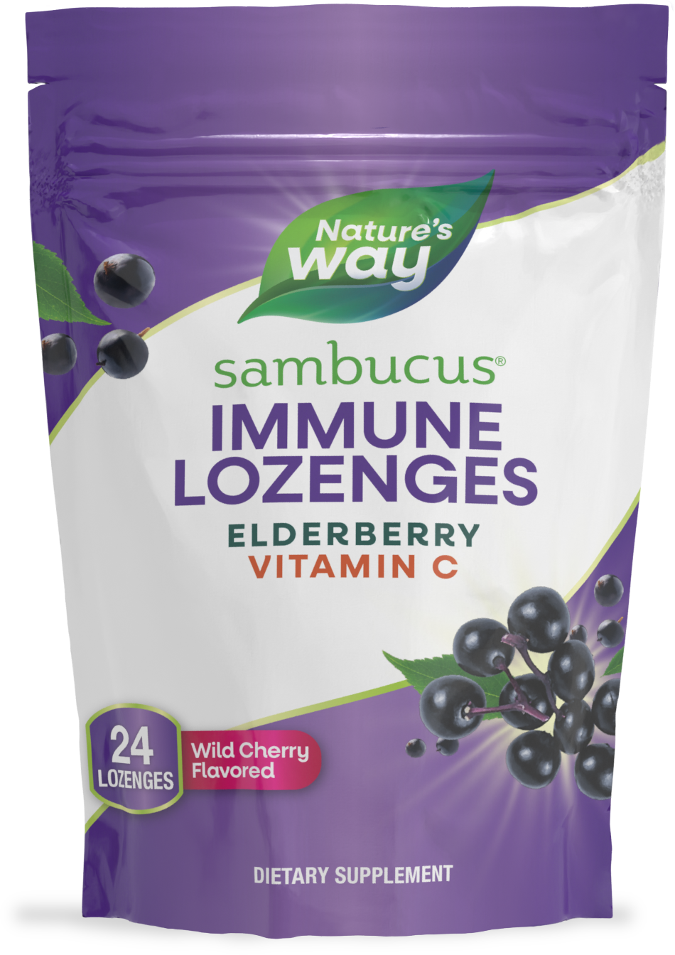 <{%PRIMARY_12709%}>Nature's Way® | Sambucus Vitamin C Lozenges, 24 lozenges, Wild Cherry
