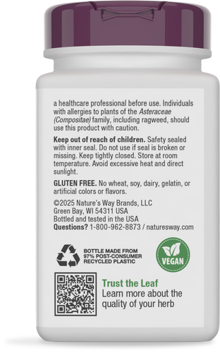 Nature's Way® | Leg Veins Premium Blend - back of pack Sku:15335