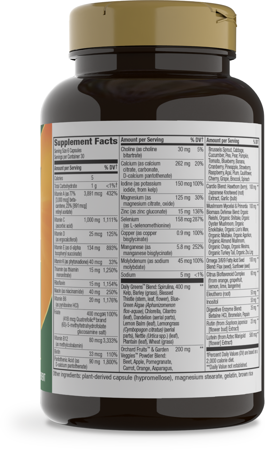 <{%MAIN9_15709%}>Nature's Way® | Alive! Max6 Potency Adult Complete Multivitamin-No Added Iron - right side of pack