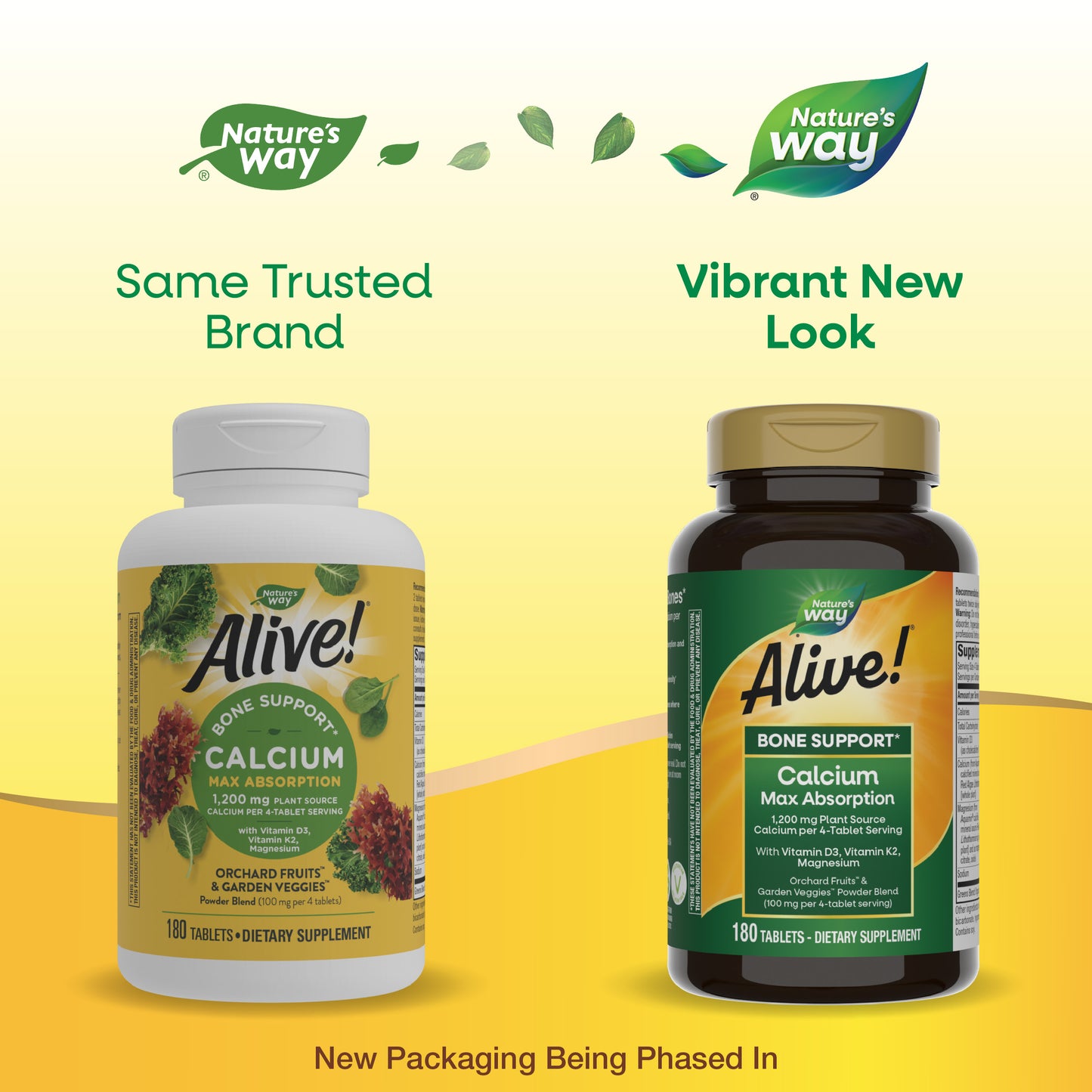 <{%MAIN9_10501%}>Nature's Way® | Alive! Calcium Bone Support - package updates old to new