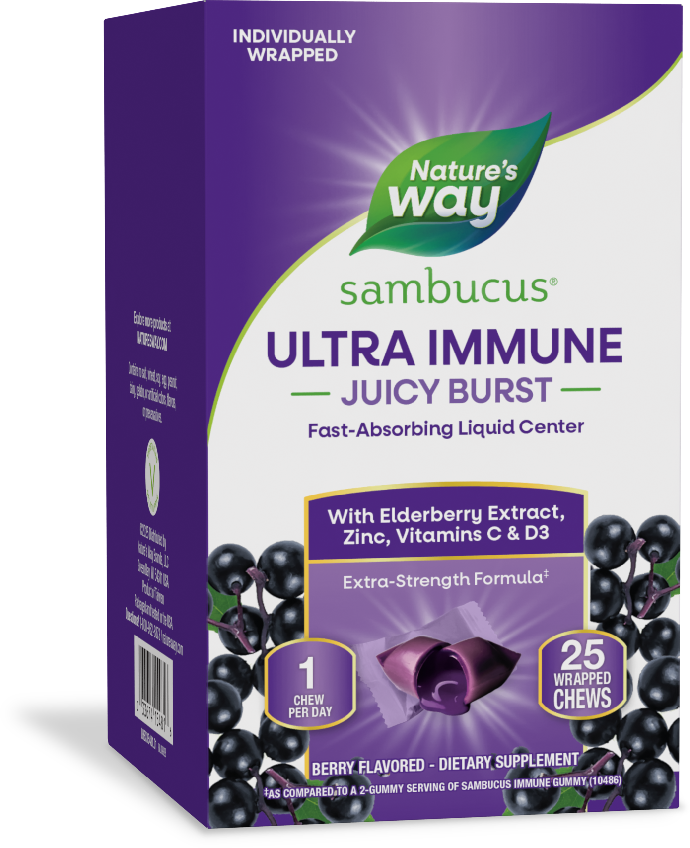 <{%PRIMARY_15481%}>Nature's Way® | Sambucus Ultra Immune Juicy Burst, 25 chews, Berry