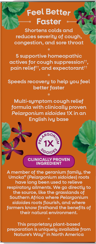 Nature's Way® | Umcka Cough Relief Syrup - left side of pack Sku:15864