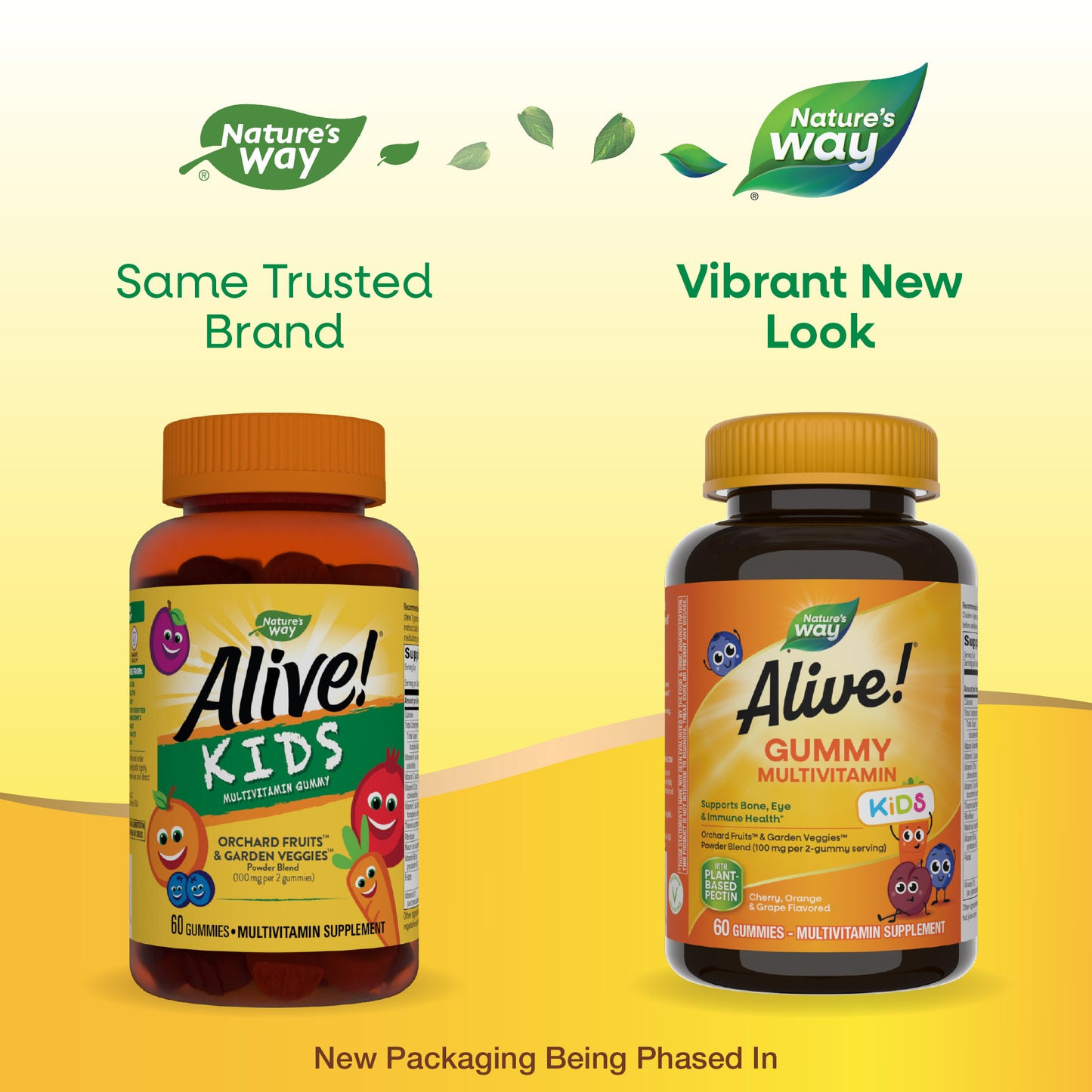 <{%MAIN1_15788%}>Nature's Way® | Alive! Kids Multivitamin Gummy - package updates old to new